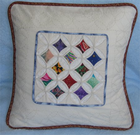 Cathedral Window pillow for Cindy